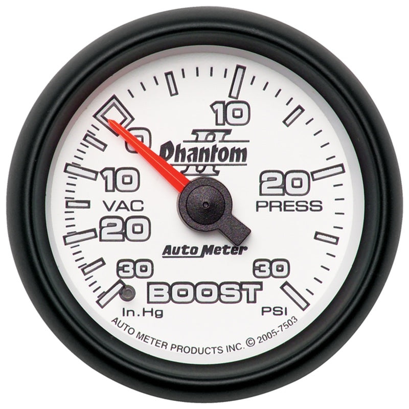 AutoMeter 7503 Autometer Phantom II 52.4mm Mechanical Vacuum / Boost Gauge 30 In. HG/30 PSI