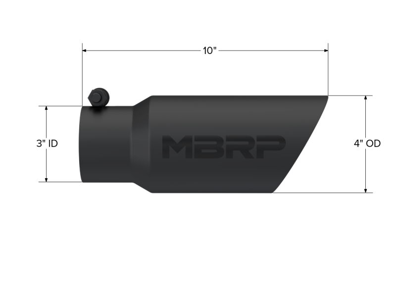 MBRP T5156BLK Universal Tip 4in OD 3in Inlet 10in Length Dual Wall Angled End Black