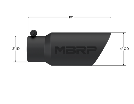 MBRP T5156BLK Universal Tip 4in OD 3in Inlet 10in Length Dual Wall Angled End Black