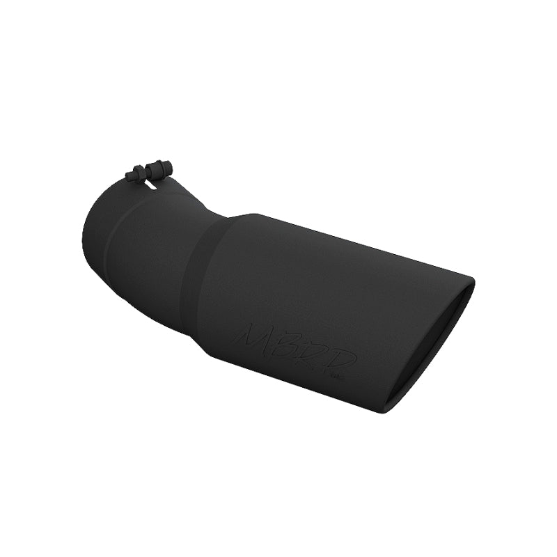 MBRP T5154BLK Universal Tip 6in OD 5in Inlet 15.5in Length 30 Deg Bend Angled Rolled End Black