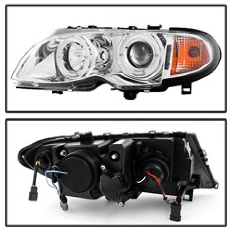 SPYDER 5042408 Spyder BMW E46 3-Series 02-05 4DR Projector Headlights 1PC LED Halo Chrm PRO-YD-BMWE4602-4D-AM-C