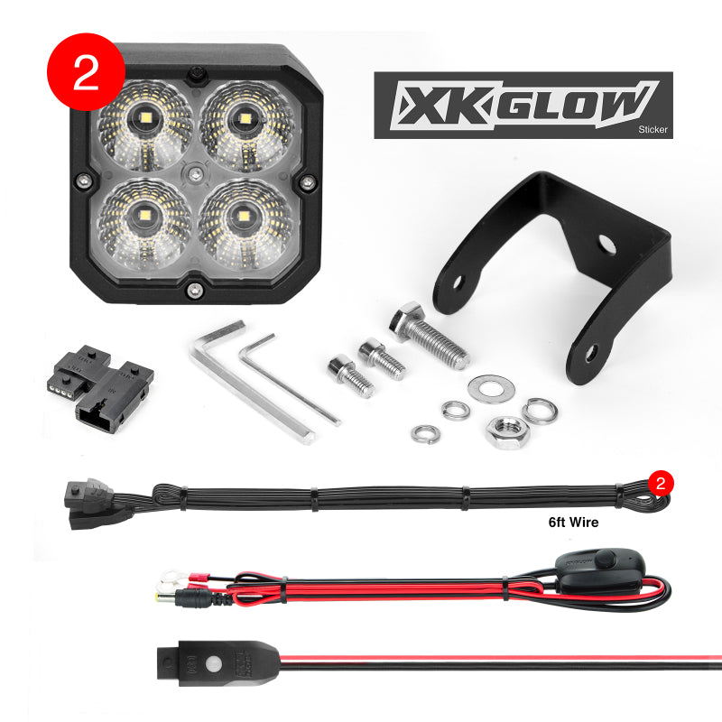 XKGLOW XK065001-FL-KIT XK Glow XKchrome 20w LED Cube Light w/ RGB Accent Light Kit w/ Controller- Flood Beam 2pc
