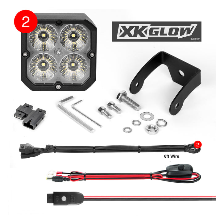 XKGLOW XK065001-FL-KIT XK Glow XKchrome 20w LED Cube Light w/ RGB Accent Light Kit w/ Controller- Flood Beam 2pc