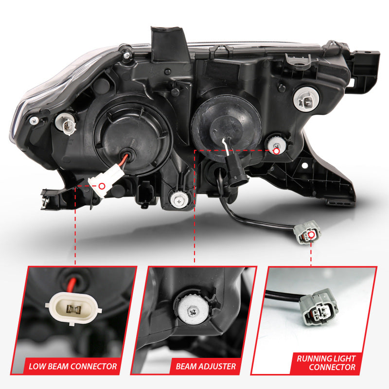 ANZO 111379 2016-2017 Toyota Tacoma Projector Headlights w/ Plank Style Design Black/Amber w/ DRL