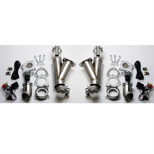 Granatelli Motor Sports 302525K Granatelli 2.5in Aluminized Mild Steel Electronic Dual Exhaust Cutout System w/Slip Fit & Band Clamp