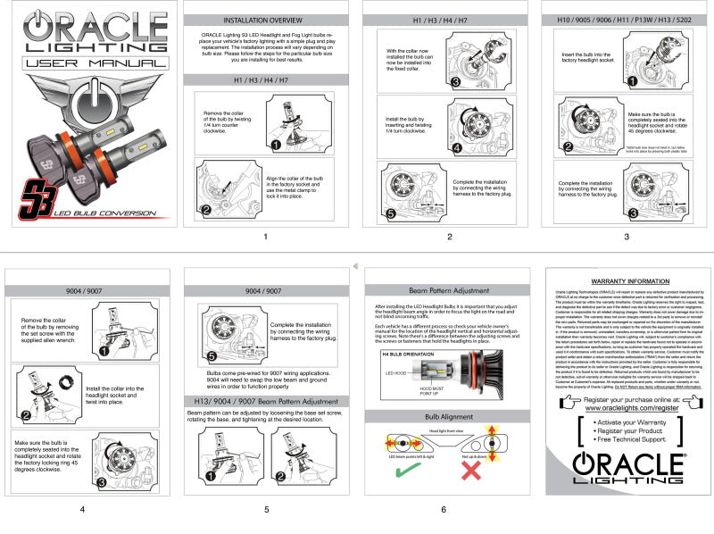 ORACLE Lighting S5236-001 Oracle H13 - S3 LED Headlight Bulb Conversion Kit - 6000K