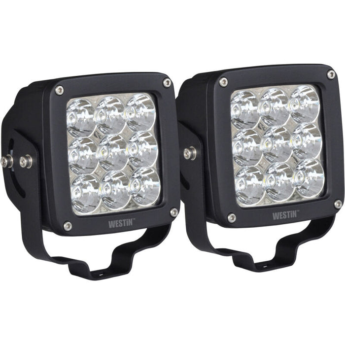 Westin 09-12219B-PR Axis LED Auxiliary Light 4.5 inch x 4.5 inch Square Flood w/3W Osram (Set of 2) - Black