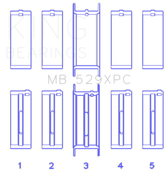 King Engine Bearings MB529XPC Ford 260CI/289CI/302 5.0L Windsor Coated Crankshaft Main Bearing Set
