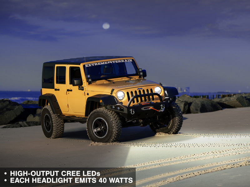 Raxiom J108039 97-18 Jeep Wrangler TJ/JK Axial Series LED Headlights- Black Housing (Clear Lens)