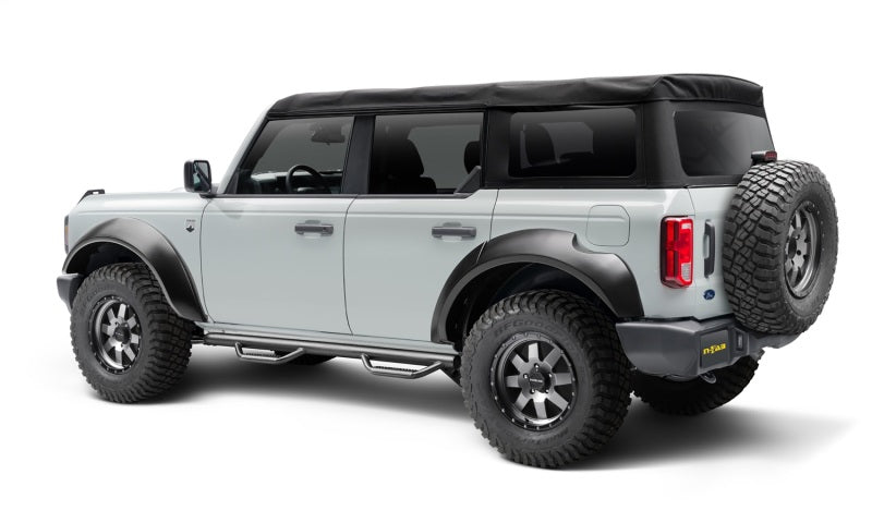N-Fab F2172B-TX Nerf Step 2021 Ford Bronco (4 Door) - Tex. Black - SRW - 3in
