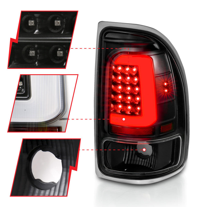 ANZO 311347 1997-2004 Dodge Dakota LED Taillights Black Housing Clear Lens Pair