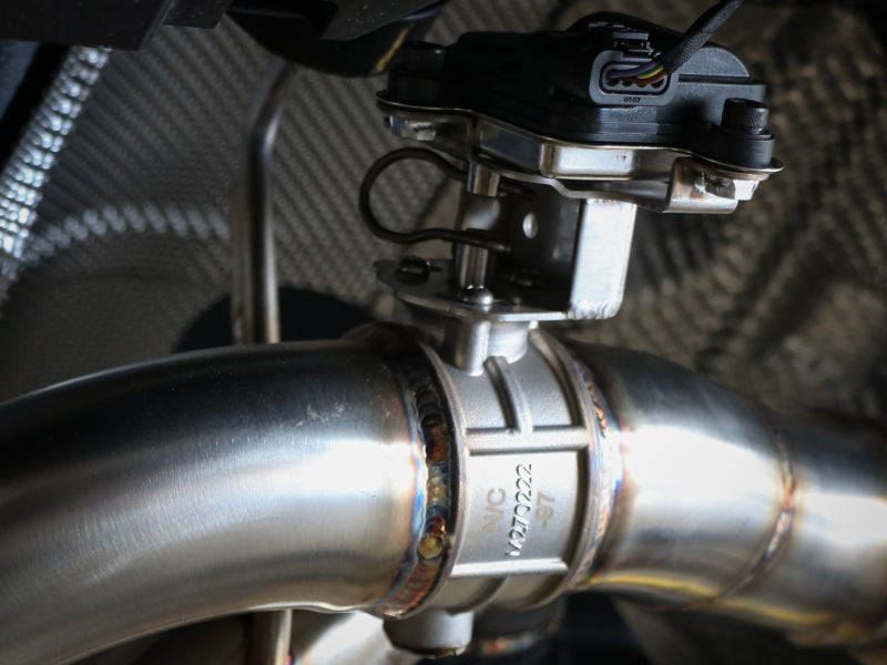 aFe 49-36043-L POWER Takeda 2020 Toyota Supra L6-3.0L (t) 3in-2.5in 304 SS CB Exhaust Blue Flame Tips