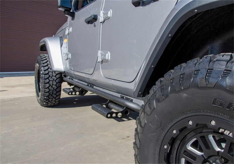 N-Fab J184RKRS4 RKR Rails 2018 Jeep Wrangler JL 4 Door Dab Length - Gloss Black - 1.75in
