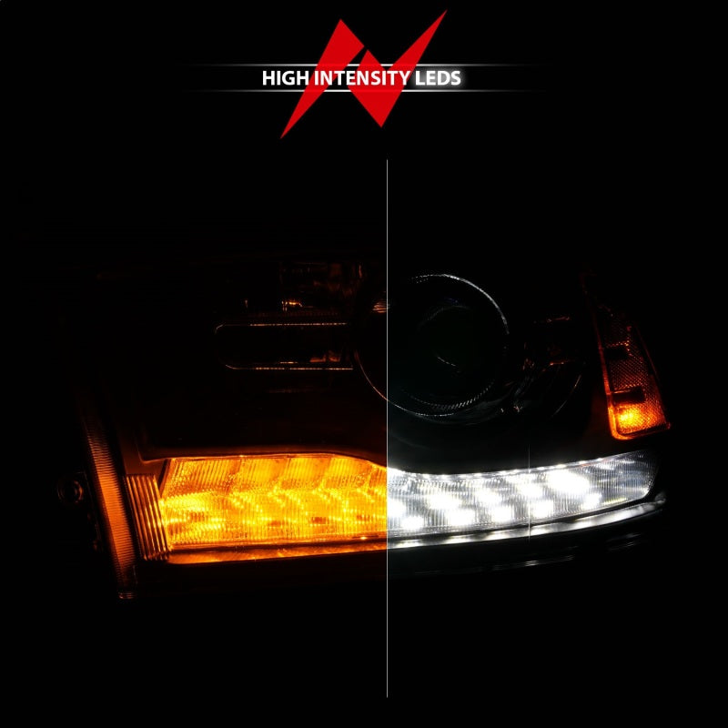 ANZO 111609 09-18 Dodge RAM 1500/2500/3500 LED Plank Style Headlights Switchback + Sequential - Matte Black