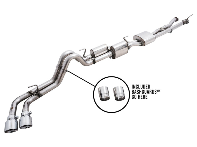 AWE Tuning 3015-32826 AWE 16-22 Toyota Tacoma 0FG Catback Exhaust w/ BashGuard - Dual Chrome Silver Tips