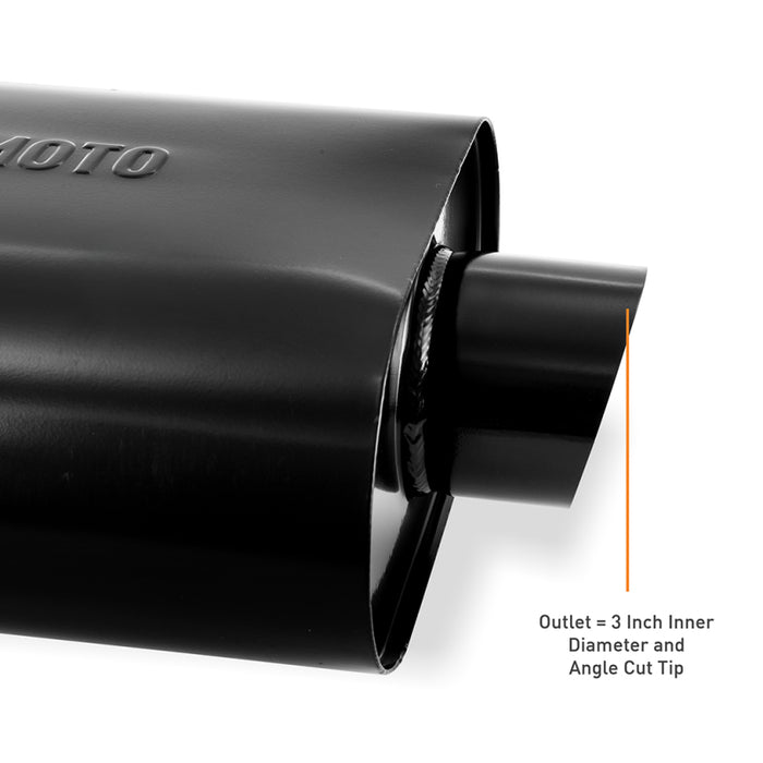 Mishimoto MMEXH-MF-AT-25CCBK Muffler with 2.5in Center Inlet/Outlet - Angled Tip - Black