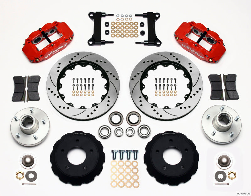 Wilwood 140-10776-DR Narrow Superlite 6R Front Hub Kit 14.00in Drill Red Chevy C-10 60-87 CPP Drop Spindle