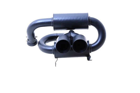 Gibson 98057 2024 Cam-Am Maverick R 4in. T304 Stainless Round Dual Wall Slash-Cut Tip - Black Ceramic