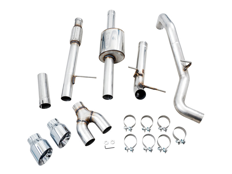 AWE Tuning 3015-22207 4th Gen GM 1500 5.3L 0FG Catback Dual Side Exit (Flat Bumper) - Chrome Tips
