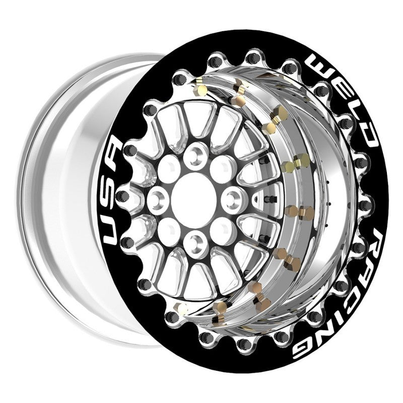 Weld 778B-31115DB Tuner Import Drag 13x11 / 4x100mm BP / 4.5in. BS Black Center Black Double Beadlock MT Wheel
