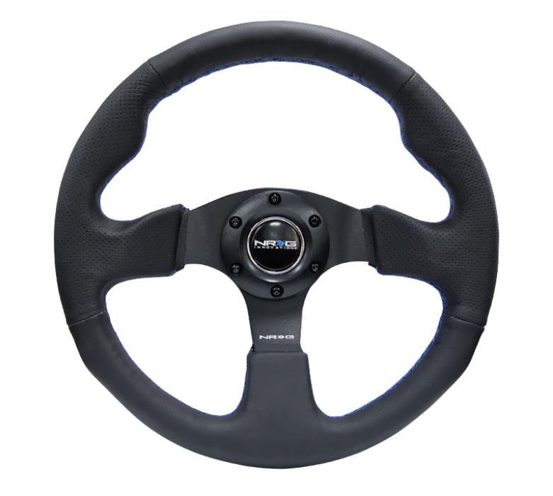 NRG RST-012R-BL Reinforced Steering Wheel (320mm) Black Leather w/Blue Stitching