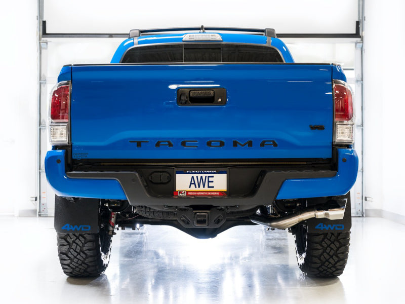 AWE Tuning 3015-32826 AWE 16-22 Toyota Tacoma 0FG Catback Exhaust w/ BashGuard - Dual Chrome Silver Tips