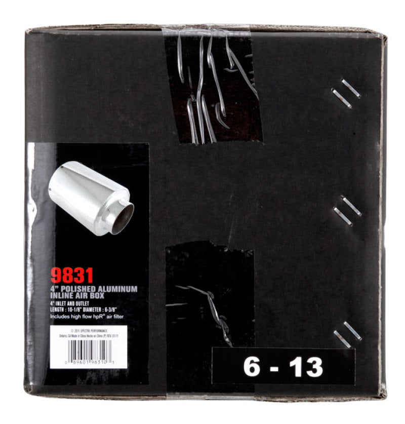 Spectre 9831 Inline Air Box 6in. w/Filter