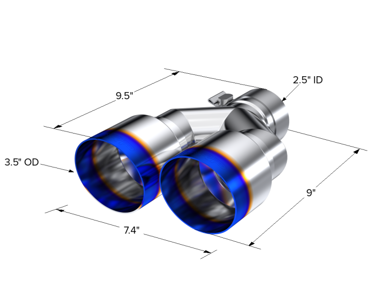 MBRP T5170BE Universal T304 SS Dual Burnt End Tip 3.5in OD/2.5in Inlet