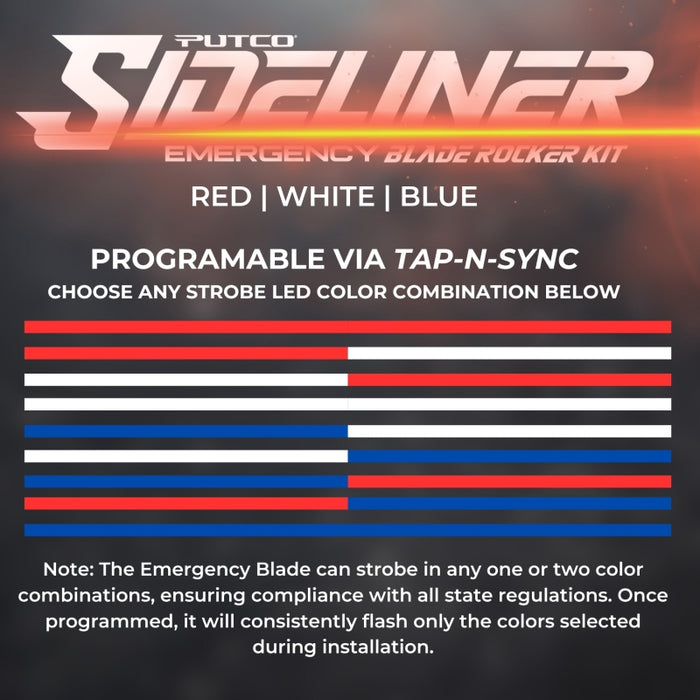 Putco 901301660 15-23 Chevrolet Tahoe Blade Rocker Kits Sideliners - Red/Blue w/ White Override