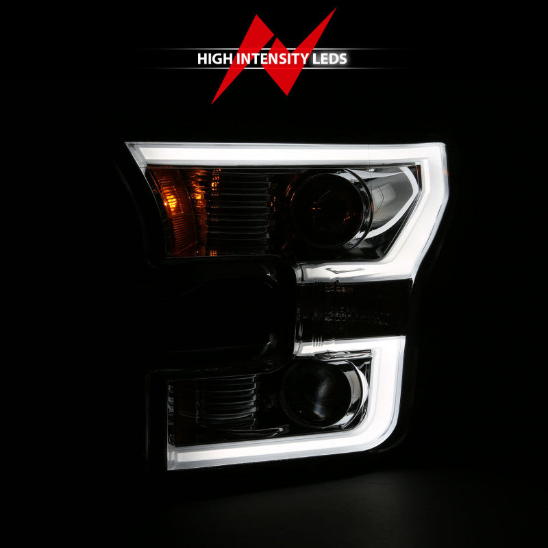 ANZO 111358 2015-2017 Ford F-150 Projector Headlights w/ Plank Style Switchback Chrome w/ Amber