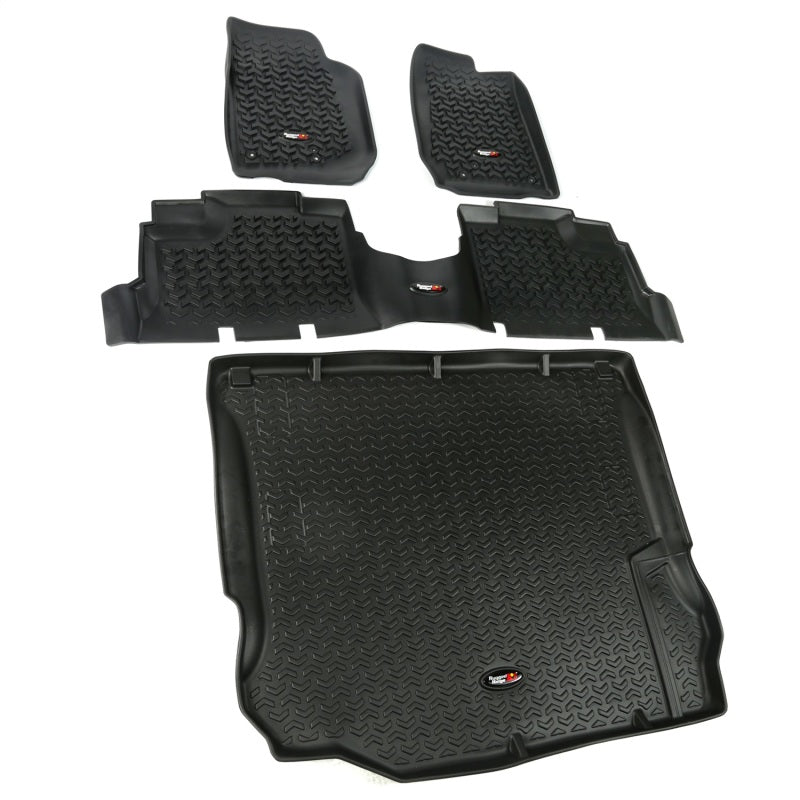 Rugged Ridge 12988.04 Floor Liner Front/Rear/Cargo Black 2011-2018 Jeep Wrangler Unlimited JK 4 Dr