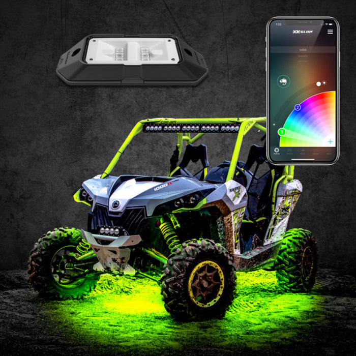 XKGLOW XK-ROCK-ADV XK Glow Rock Light w/ XKchrome App Controlled Bluetooth Advanced Kit 8pc RGB 6W