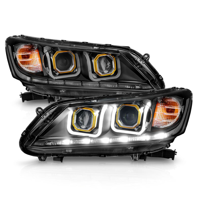 ANZO 121492 2013-2015 Honda Accord (4dr ONLY) Projector Headlights w/ U-Bar Black