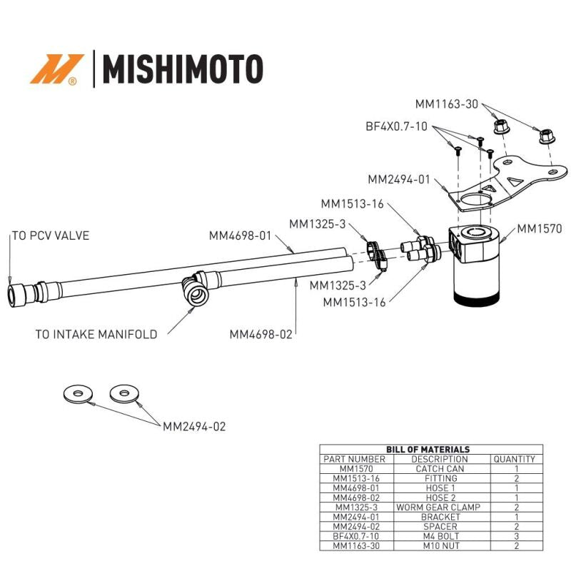 Mishimoto MMBCC-MUS4-24 2024+ Ford Mustang 2.3L EcoBoost Oil Catch Can PCV Side
