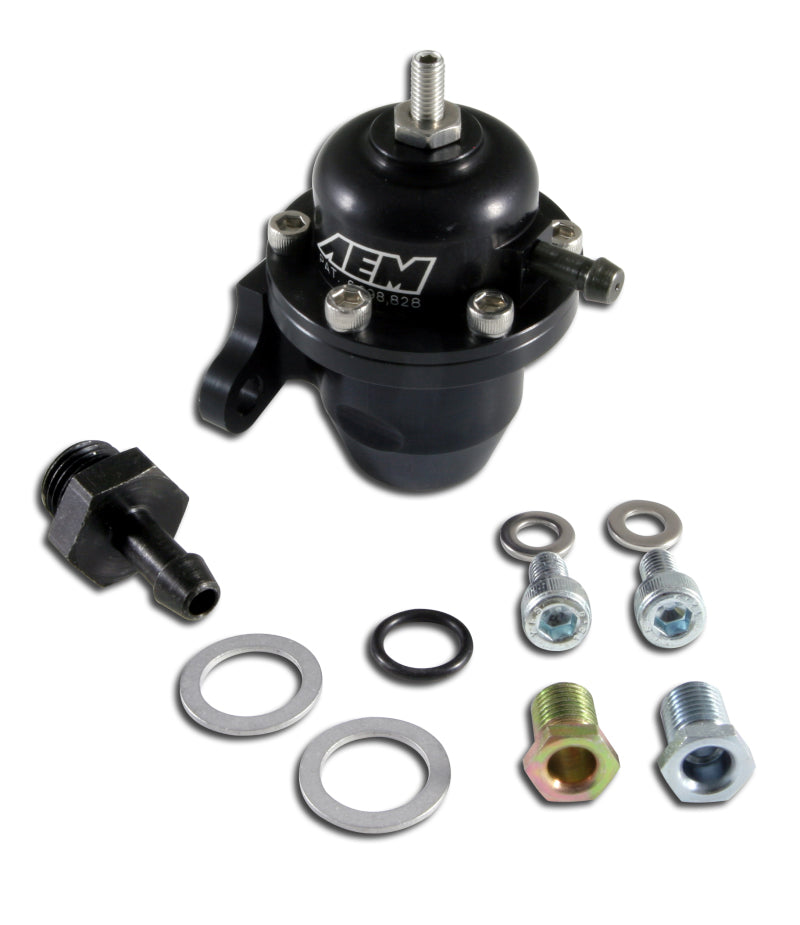 AEM 25-301BK 98-99 Acura CL / 00-05 S2000 / 98-02 Accord / 96-00 Civic Black Adjustable Fuel Pressure Regulat