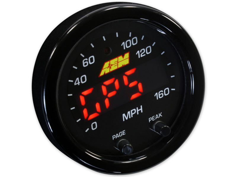 AEM 30-0313 X-Series 0-160 MPH Black Bezel w/ Black Face GPS Speedometer Gauge