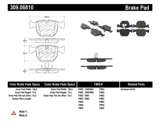 Stoptech 309.06810 StopTech Performance 00-04 BMW M5 E39 / 00-06 X5 / 03-05 Range Rover HSE Front Brake Pads