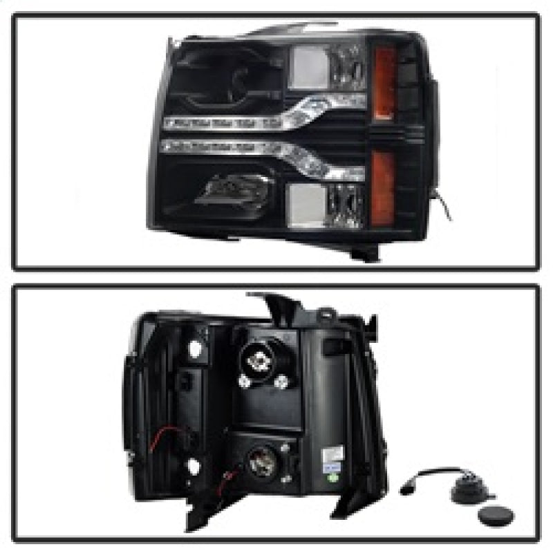 SPYDER 5083524 Spyder Chevy Silverado 1500 07-13 V2 Projector Headlights - LED DRL - Black PRO-YD-CS07V2-DRL-BK