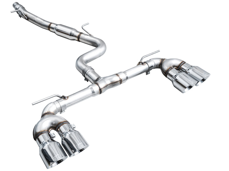 AWE Tuning 3020-42658 AWE MK8 Volkswagen Golf R 3in Track Edition Quad Exhaust - Chrome Silver Tips