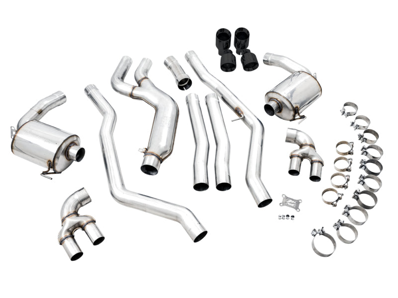 AWE Tuning 3015-43156 2019+ BMW M340i (G20) Non-Resonated Touring Edition Exhaust - Quad Diamond Black Tips