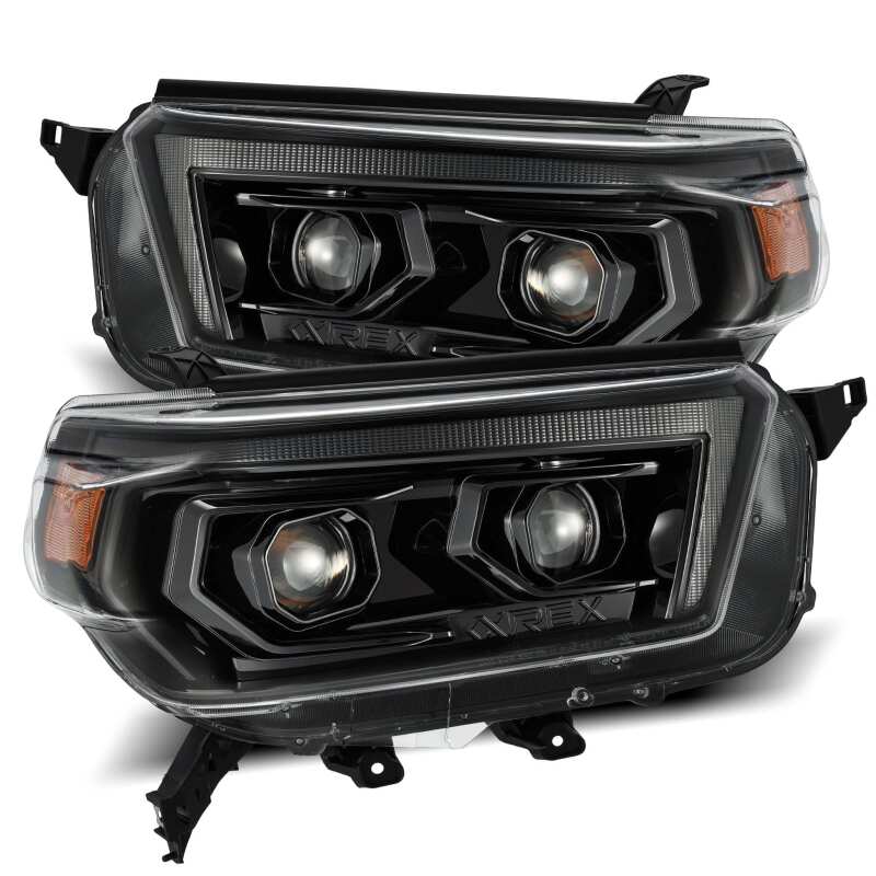 AlphaRex 880756 10-13 Toyota 4Runner LUXX LED Proj Headlights Plank Style Alpha Black w/Seq Signal/DRL