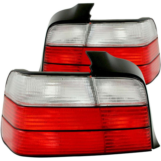 ANZO 221216 1992-1998 BMW 3 Series E36 Sedan Taillights Red/Clear