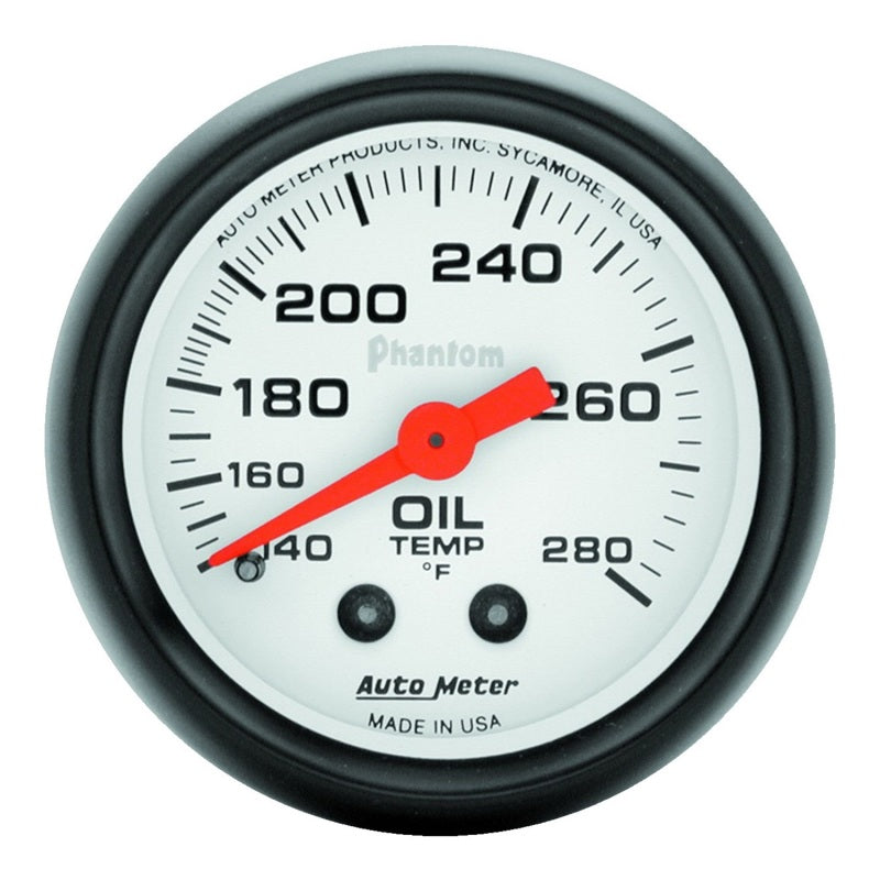 AutoMeter 5741 Autometer Phantom 52mm 140-280 Deg F Mechanical Oil Temperature Gauge