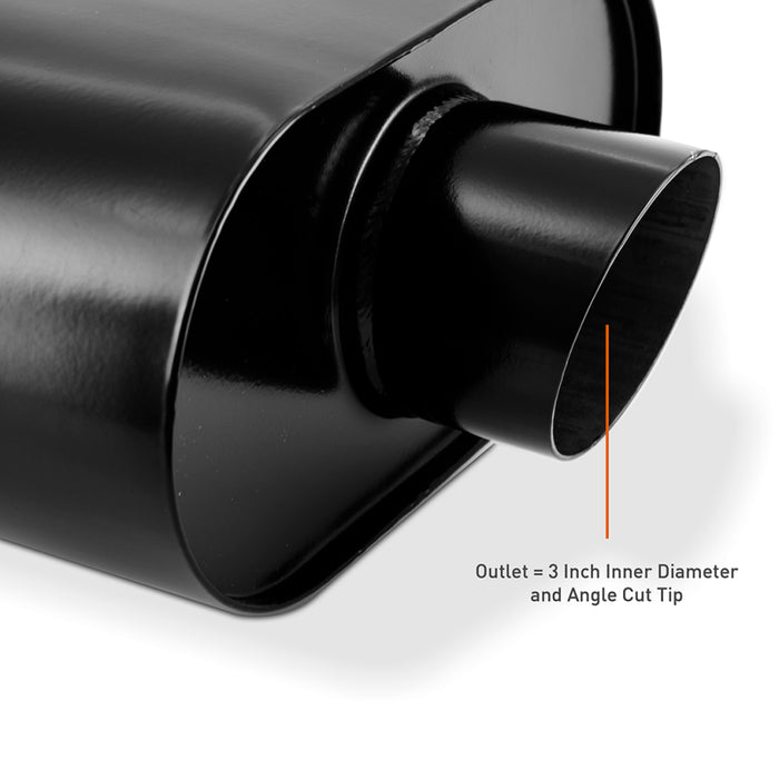 Mishimoto MMEXH-MF-AT-3CCBK Muffler with 3in Center Inlet/Outlet - Angled Tip - Black