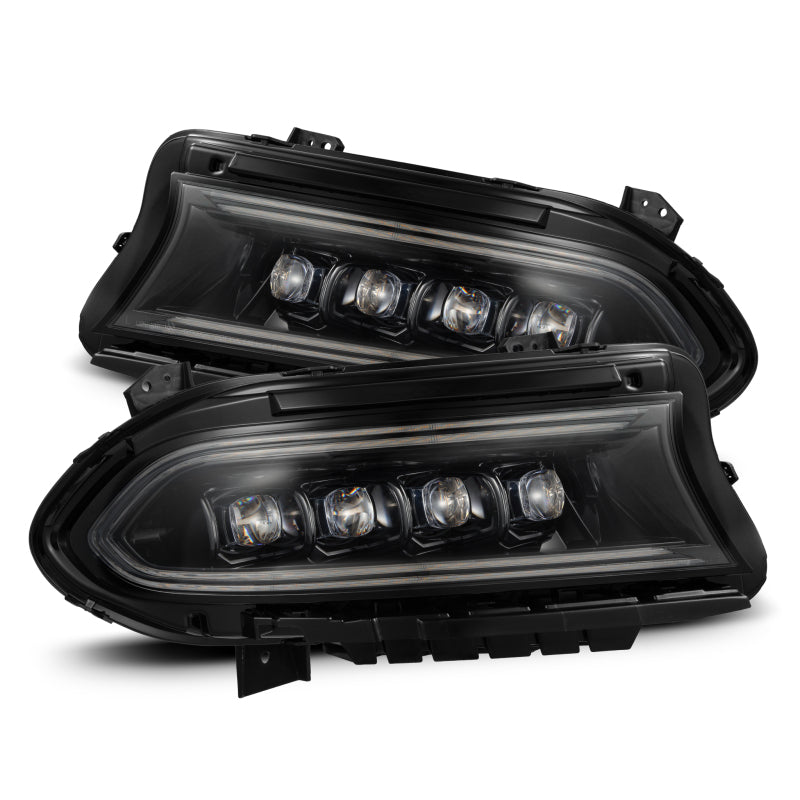 AlphaRex 880500 15-23 Dodge Charger NOVA LED Proj Headlights Alpha-Blk w/Actv Light & Seq.Sig / SB DRL