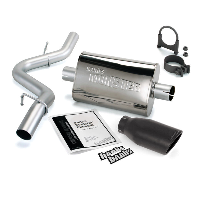 Banks Power 51312-B 97-99 Jeep 2.5/4.0L Wrangler Slip Fit Cat Monster Exh Sys - SS Single Exh w/ Blk Tip