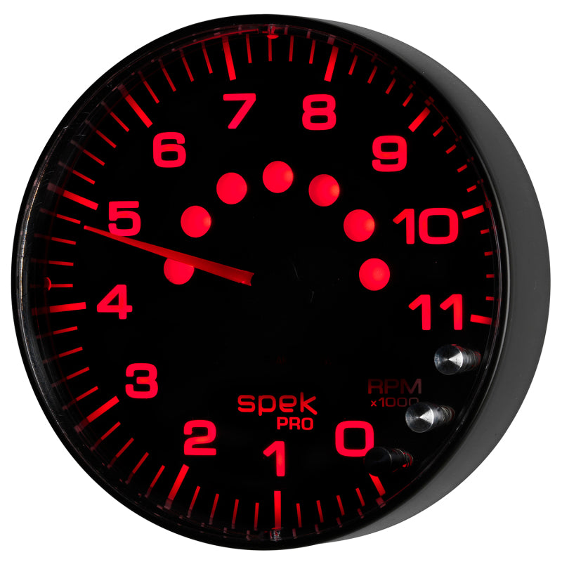 AutoMeter P239328 Autometer Spek-Pro Gauge Tachometer 5in 11K Rpm W/Shift Light & Peak Mem Black/Black