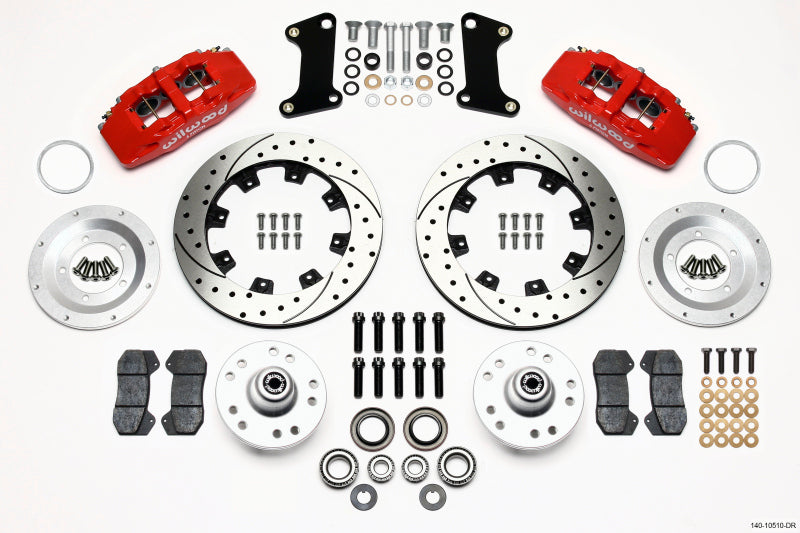 Wilwood 140-10510-DR Dynapro 6 Front Hub Kit 12.19in Drilled Red 67-69 Camaro (*Line Kit Needed*)