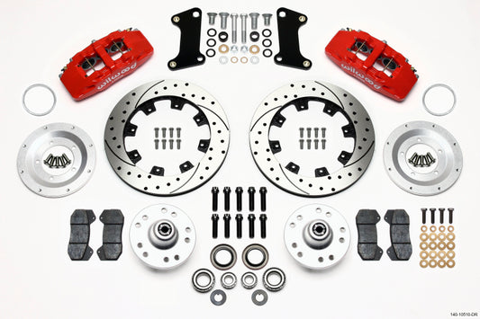 Wilwood 140-10510-DR Dynapro 6 Front Hub Kit 12.19in Drilled Red 67-69 Camaro (*Line Kit Needed*)