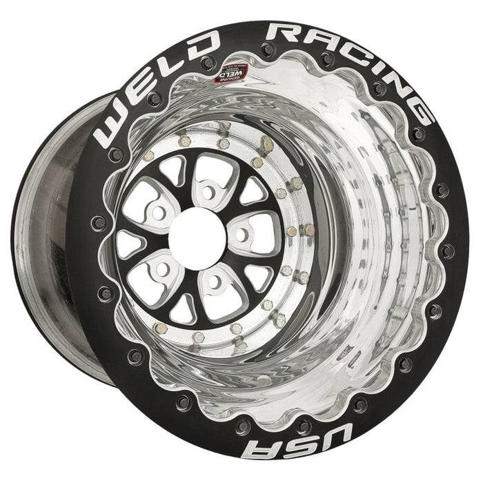Weld Racing WEL84B-616278UB V-Series Drag Wheel Blk 16x16 5x4.75 4.0BS Dbl